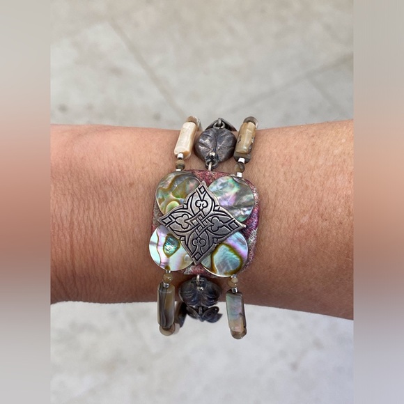 Beautiful Vintage Taxco Sterling 925 and Abalone Bracelet - Picture 9 of 15